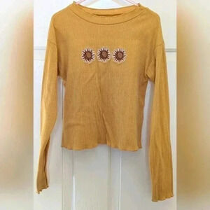 Girls Embroidered Lettuce Edge Shirt Size XZ Golden Yellow.